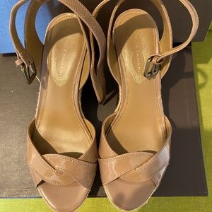 Elie Tahari leather ankle strap wedges